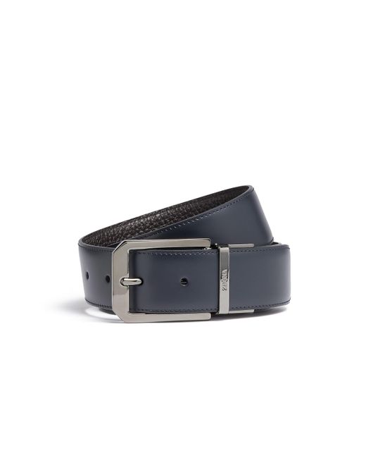 Zegna Blue And Dark Reversible Leather Belt for men