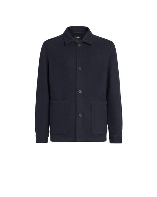 Zegna Blue Wool And Cashmere Alpe Chore Jacket for men