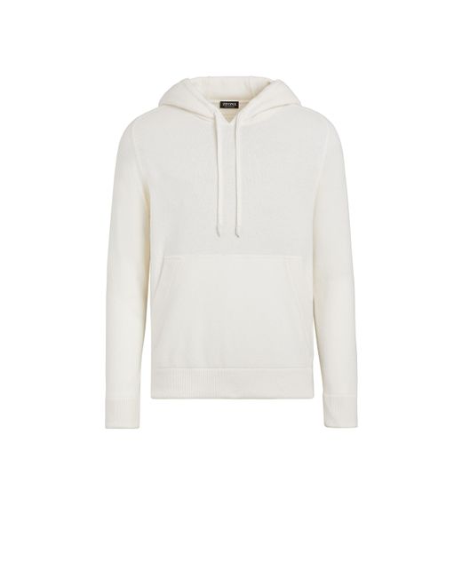 Zegna White Oasi Cashmere Hoodie for men