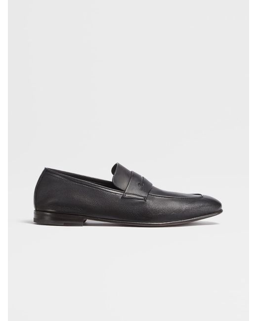 Ermenegildo Zegna Soft Leather L'asola Loafers in Black for Men | Lyst