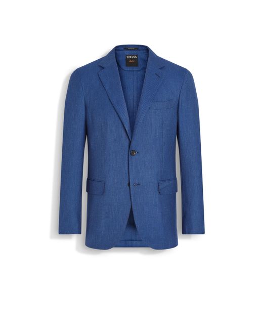 Zegna Blue Utility Cashmere Silk And Linen Jacket for men