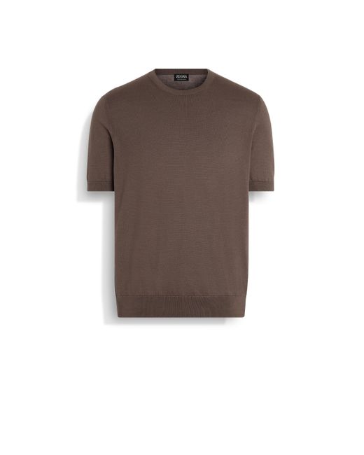 Zegna Brown Dark Taupe Premium Cotton T-Shirt for men