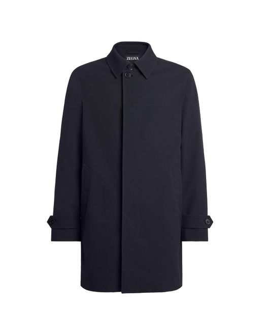 Zegna Blue Trofeo Elements Wool Trench for men