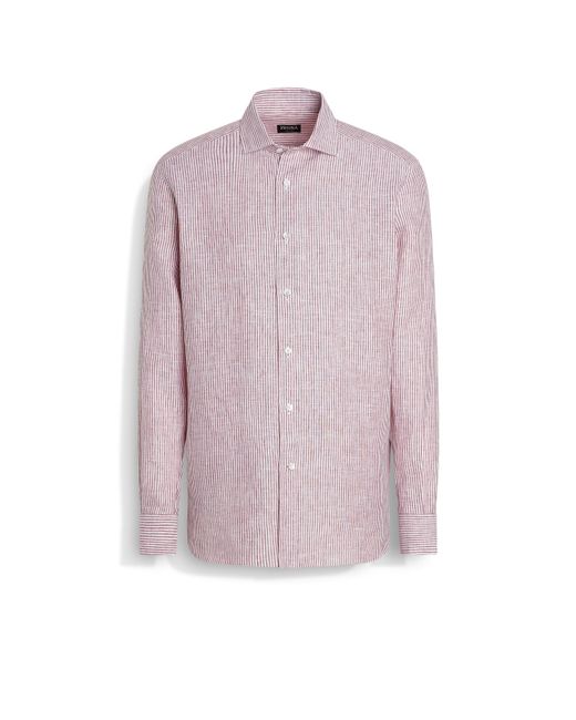 Chemise En Oasi Lino Zegna pour homme en coloris Pink