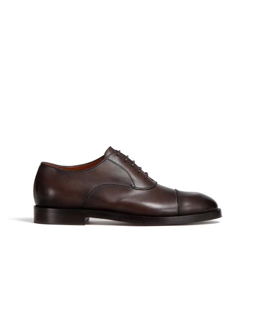 Zegna Brown Dark Leather Torino Oxford Shoes for men