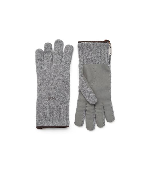 Zegna Gray Oasi Cashmere Gloves for men