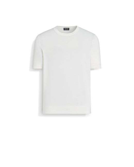 Zegna T-Shirt Aus Premium Cotton Mit Rundhalsausschnitt in White für Herren