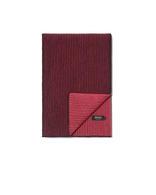 Zegna Red Fuchsia And Dark Oasi Cashmere Scarf for men