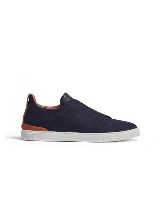Zegna Blue #Usetheexisting Wool Triple Stitch Sneakers for men