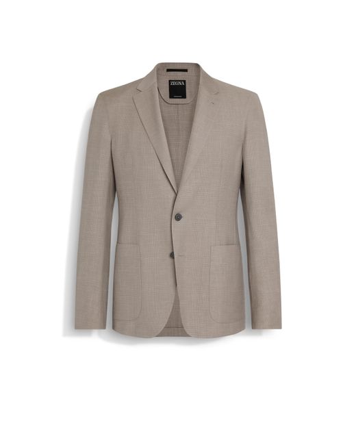 Zegna Gray Light And Taupe Crossover Wool Silk And Linen Jacket for men