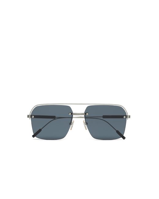 Zegna Blue Shiny Gunmetal Metal Sunglasses for men
