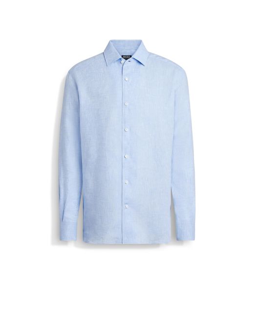 Zegna Blue Linen Shirt for men