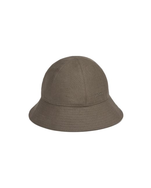 Zegna Brown Light Oasi Lino Bucket Hat for men