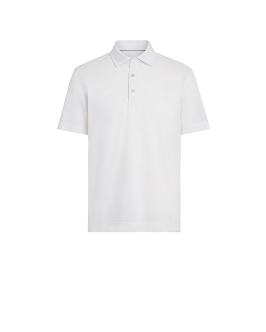 Zegna White Optical Cotton And Silk Polo Shirt for men