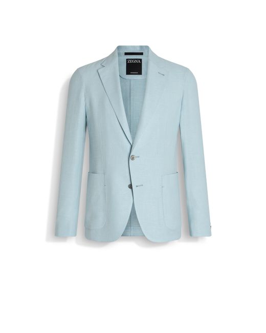 Zegna Hemdjacke Aus Crossover-Mischgewebe Mit Leinen, Wolle Und Seide in Blue für Herren