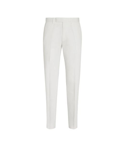 Zegna White Summer Chino Cotton And Linen Pants for men