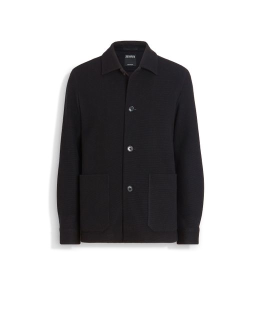Zegna Black Jerseywear Cashmere Blend Alpe Chore Jacket for men