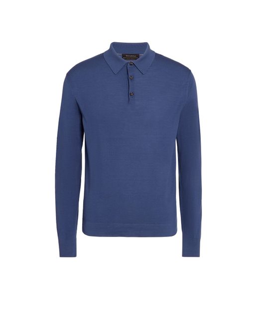 Zegna Blue Light 12Milmil12 Wool Polo Shirt for men