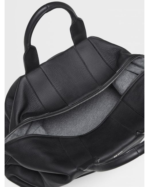 Ermenegildo Zegna Cotton Deerskin Holdall Raglan in Black for Men Mens Bags Duffel bags and weekend bags 