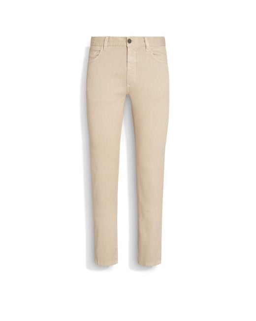 Zegna Natural Light Stretch Linen And Cotton Roccia Jeans for men