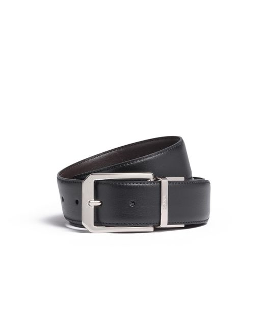 Zegna Black And Dark Reversible Leather Belt for men