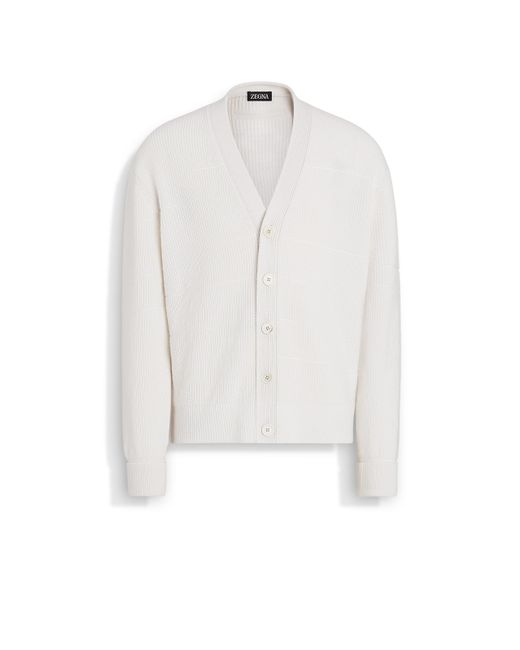 Zegna White Cashmere And Cotton Cardigan for men
