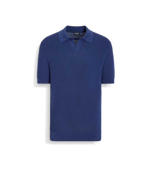Zegna Blue Utility Premium Cotton Polo Shirt for men