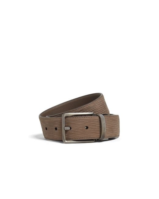 Zegna Brown Bovine Leather Belt for men