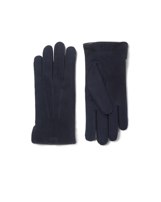 Zegna Blue Suede Gloves for men