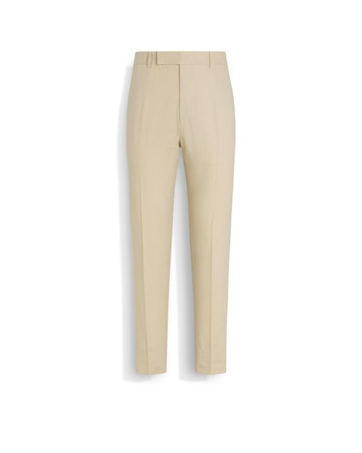Zegna Hose Aus Oasi Lino in Natural für Herren