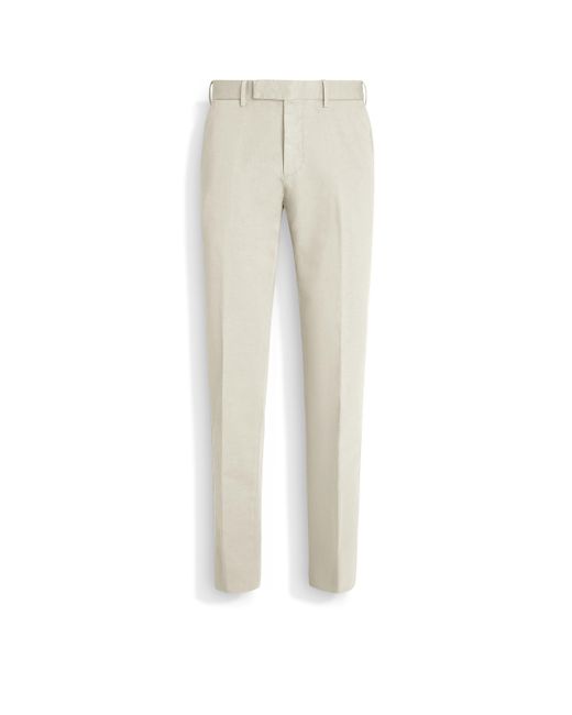 Zegna White Off Summer Chino Cotton And Linen Pants for men