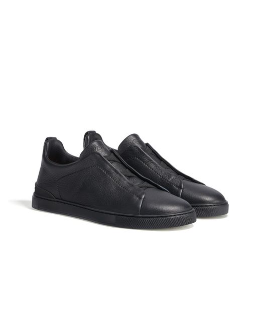 Zegna Triple Stitch Sneaker Aus Hirschleder in Black für Herren