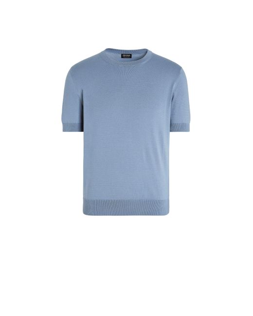 Zegna Blue Avio Premium Cotton T-Shirt for men