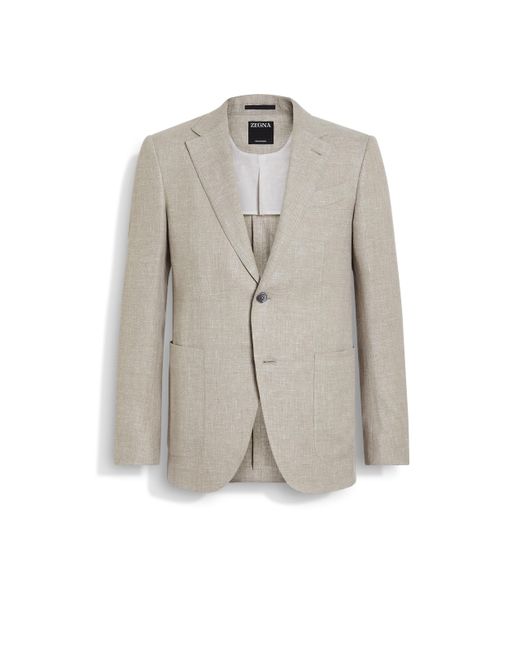 Zegna White Crossover Linen Wool And Silk Blend Jacket for men