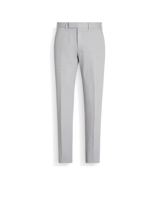 Zegna Gray Light Summer Chino Cotton And Linen Pants for men
