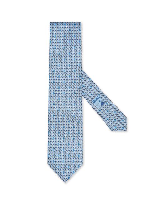 Zegna Blue Light Silk Tie for men