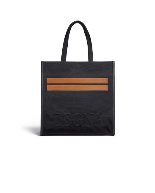 Zegna Black Cotton And Leather Start Up Tote Bag for men