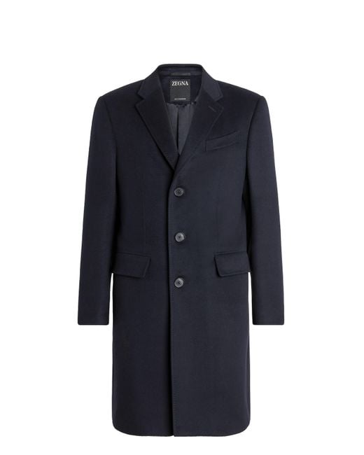 Zegna Blue Oasi Cashmere Overcoat for men