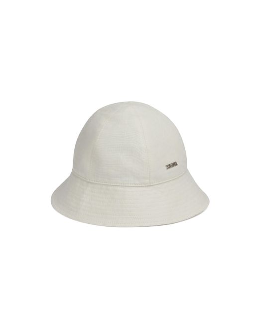 Zegna White Light Oasi Lino Bucket Hat for men