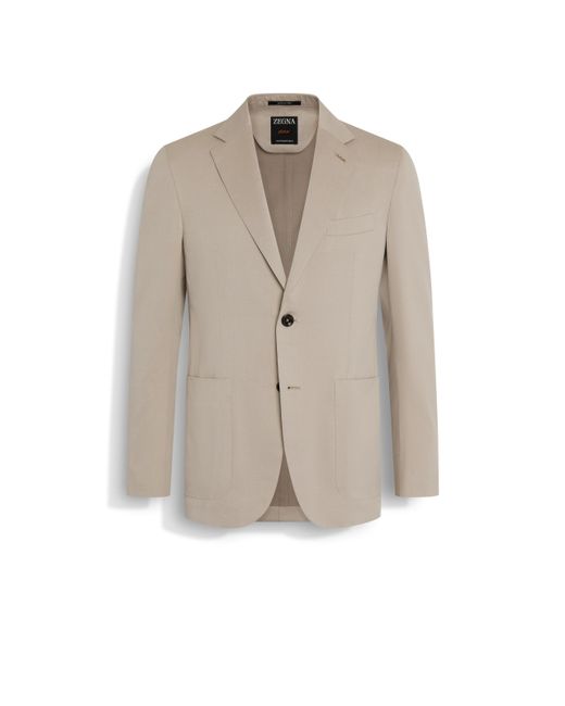 Zegna Natural Light Taupe Centoventimila Cotton And Wool Jacket for men