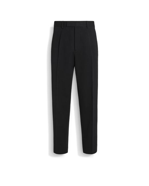 Zegna Black Cotton And Wool Pants for men