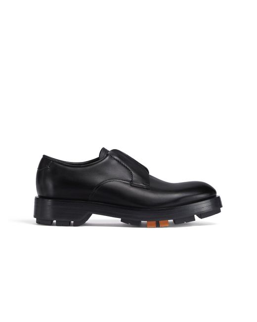 Zegna Black Leather Udine Derby Shoes for men