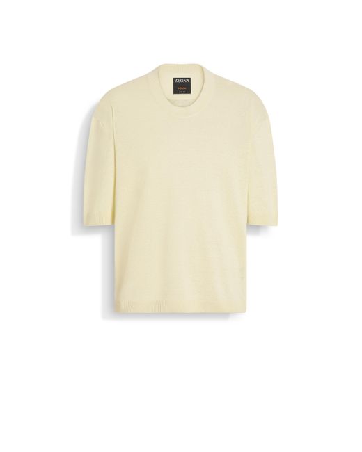 Zegna White Light Oasi Lino T-Shirt for men