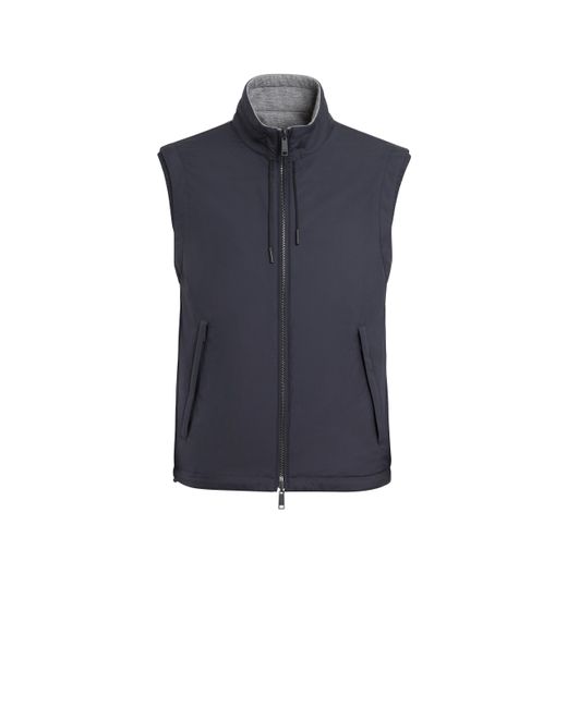 Zegna Blue Technical Fabric Reversible Brezza Vest for men