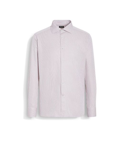 Zegna White Dark And Checked Centoventimila Cotton Shirt for men