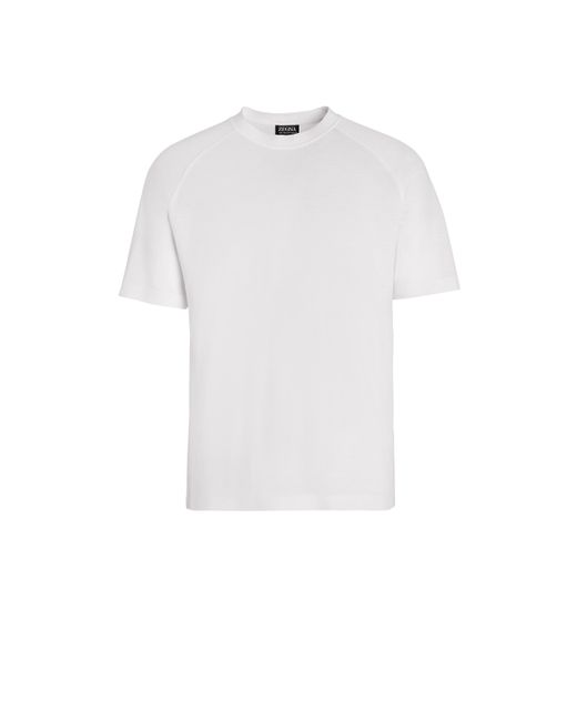 Zegna White High Performance Wool T-Shirt for men
