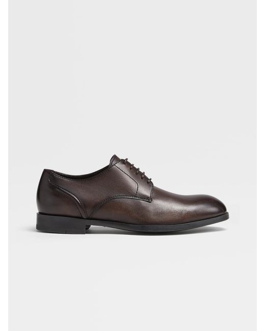 Ermenegildo Zegna Brown Siena Flex Leather Derby for men