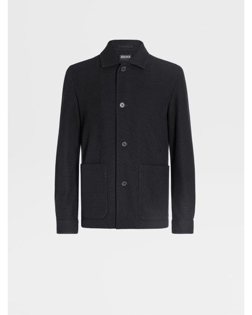 Zegna Jerseywear Cotton And Wool Chore Jacket in Blue for Men | Lyst