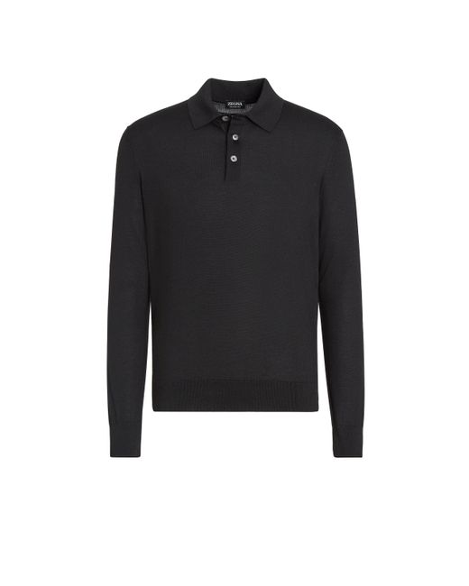 Zegna Black Cashseta Polo Shirt for men
