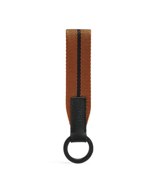 Zegna Brown Foliage And Web Key Chain for men